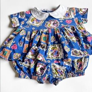 Vintage Baby Dress Set Gift for Baby Girl 6 Months Cotton Outfit